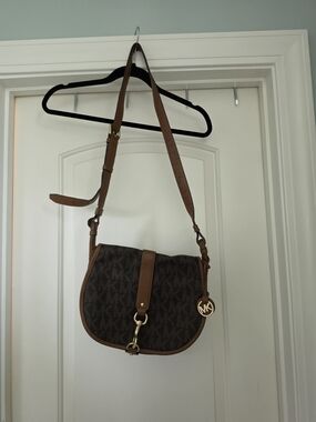 Michael Kors Vintage Brown MK Signature Crossbody Bag